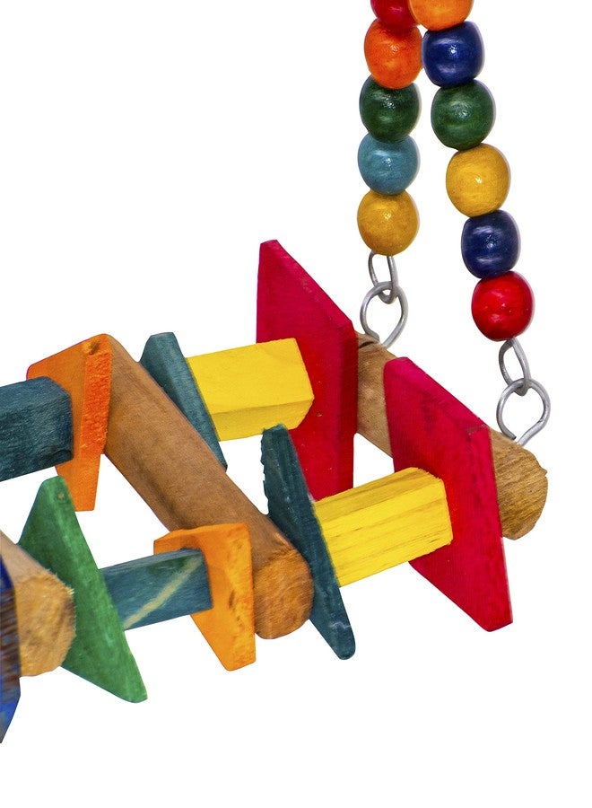 PETZOO Playful Bird Perch Swing, Colorful Toy for Big Birds, Macaw, African Grey, Parrot, Cage Accessories, Resting Toy & Wooden Training Aid for Bird & Parrots - Image 3